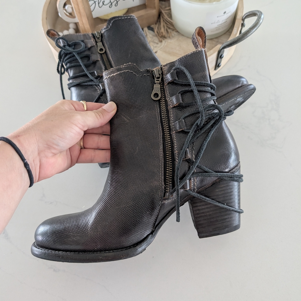 BED|STU Dark Brown Ankle Boots with Lace Detail - Picture 4 of 8